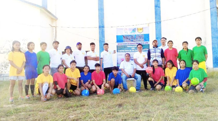Aainball Association officials with players at IGS Kohima on November 4.